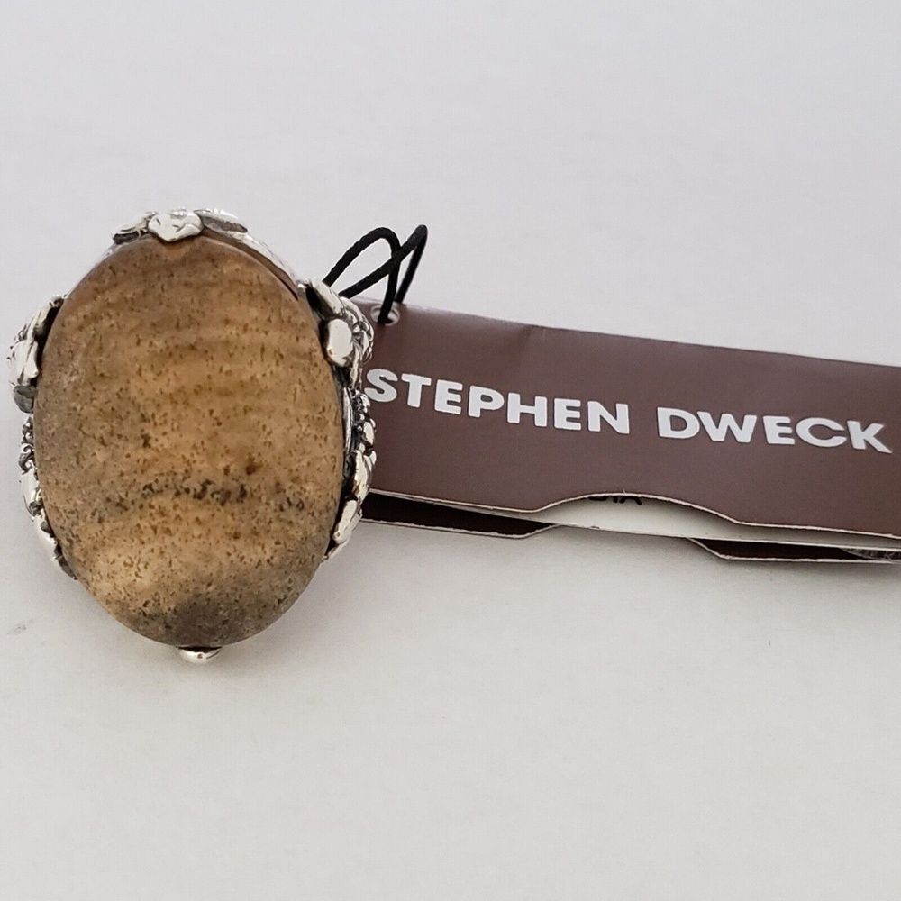 STEPHEN DWECK Sterling Silver Cabochon Landscape Jasper Ring Size 7
